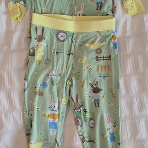 Green Bunny Print Pajama Set